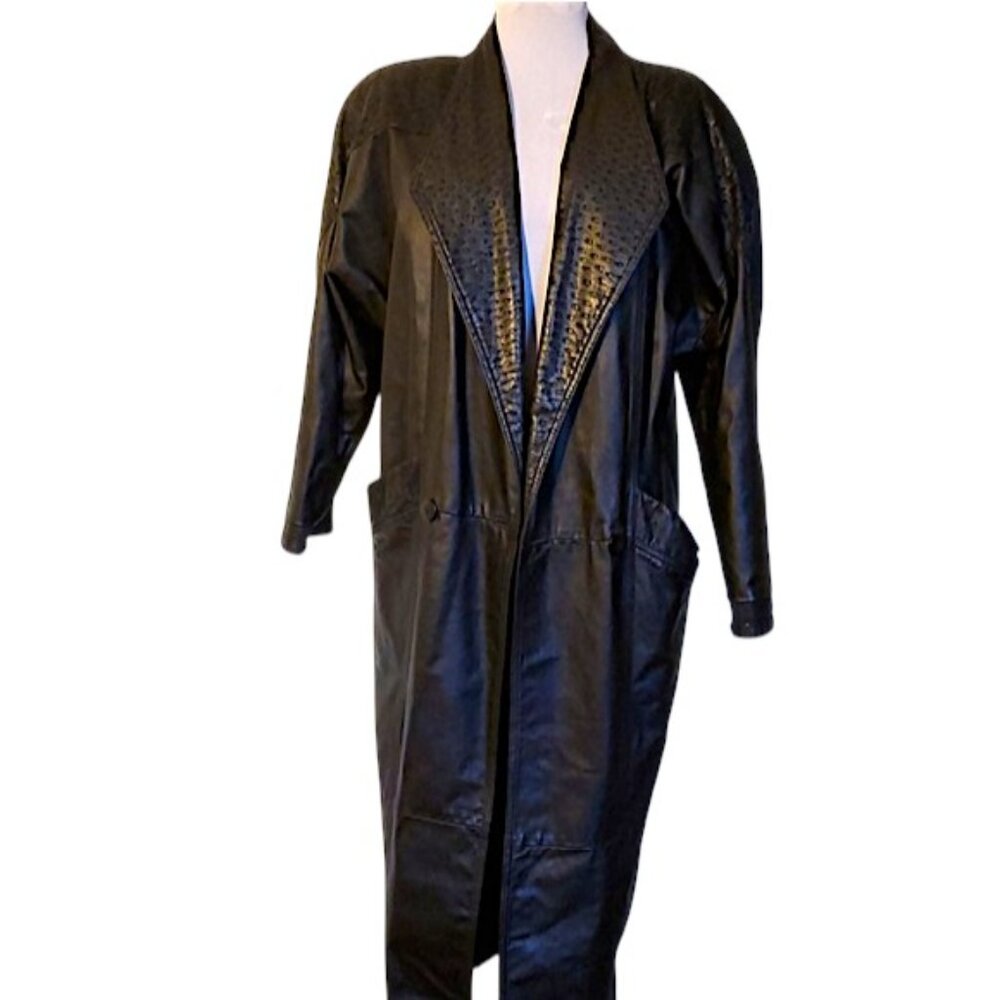 Vintage David Benjamin Collection Blk Leather Coat